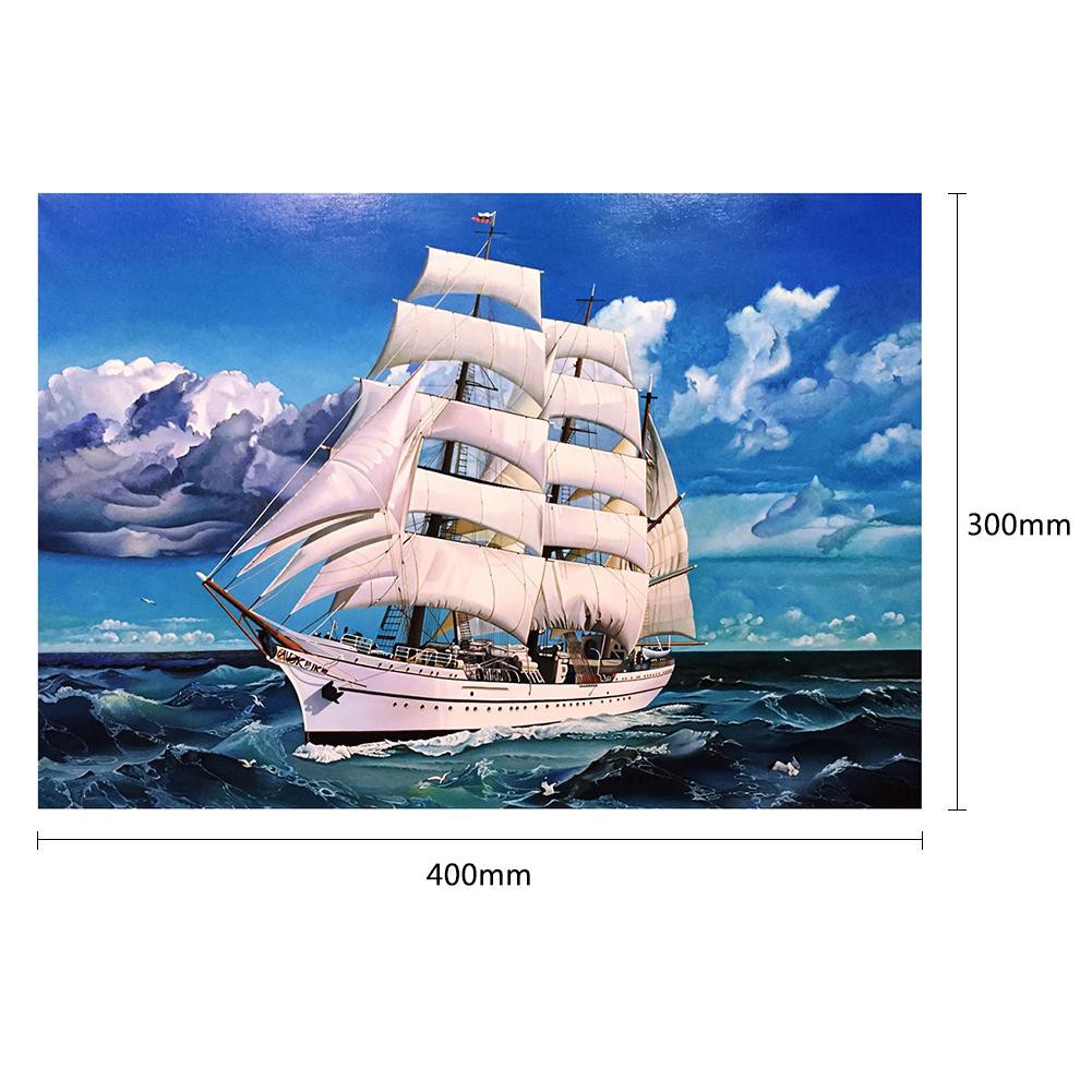 Tranh thêu đính đá 5D DIY hình thuyền buồm nghệ thuật
