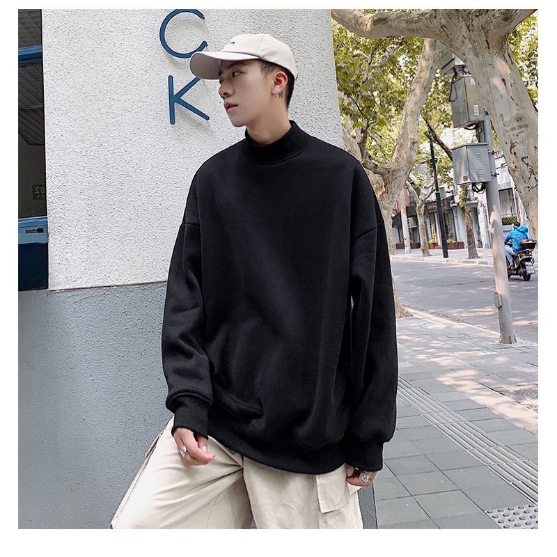 Áo SWEATER NỈ TRƠN ĐEN