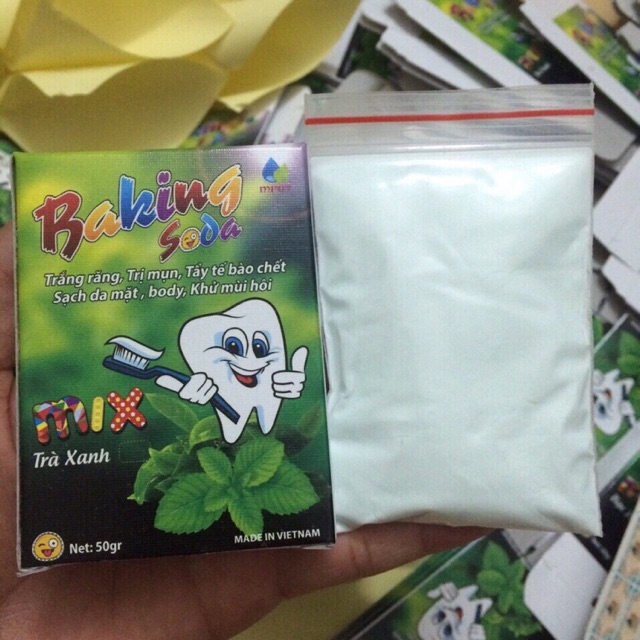 Bột backing soda mix bạc hà trà xanh