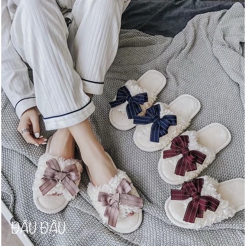 DÉP BÔNG LÔNG CỪU HÌNH NƠ