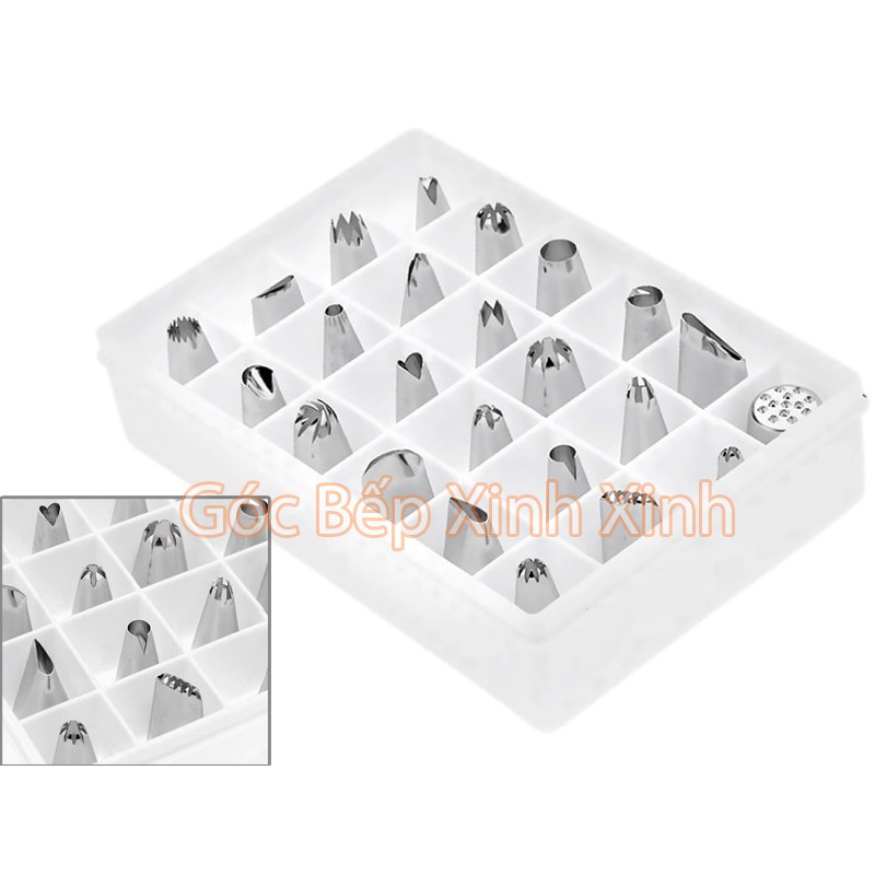 Bộ 24 đuôi / đui bắt bông kem cơ bản inox 304 (chống gỉ)