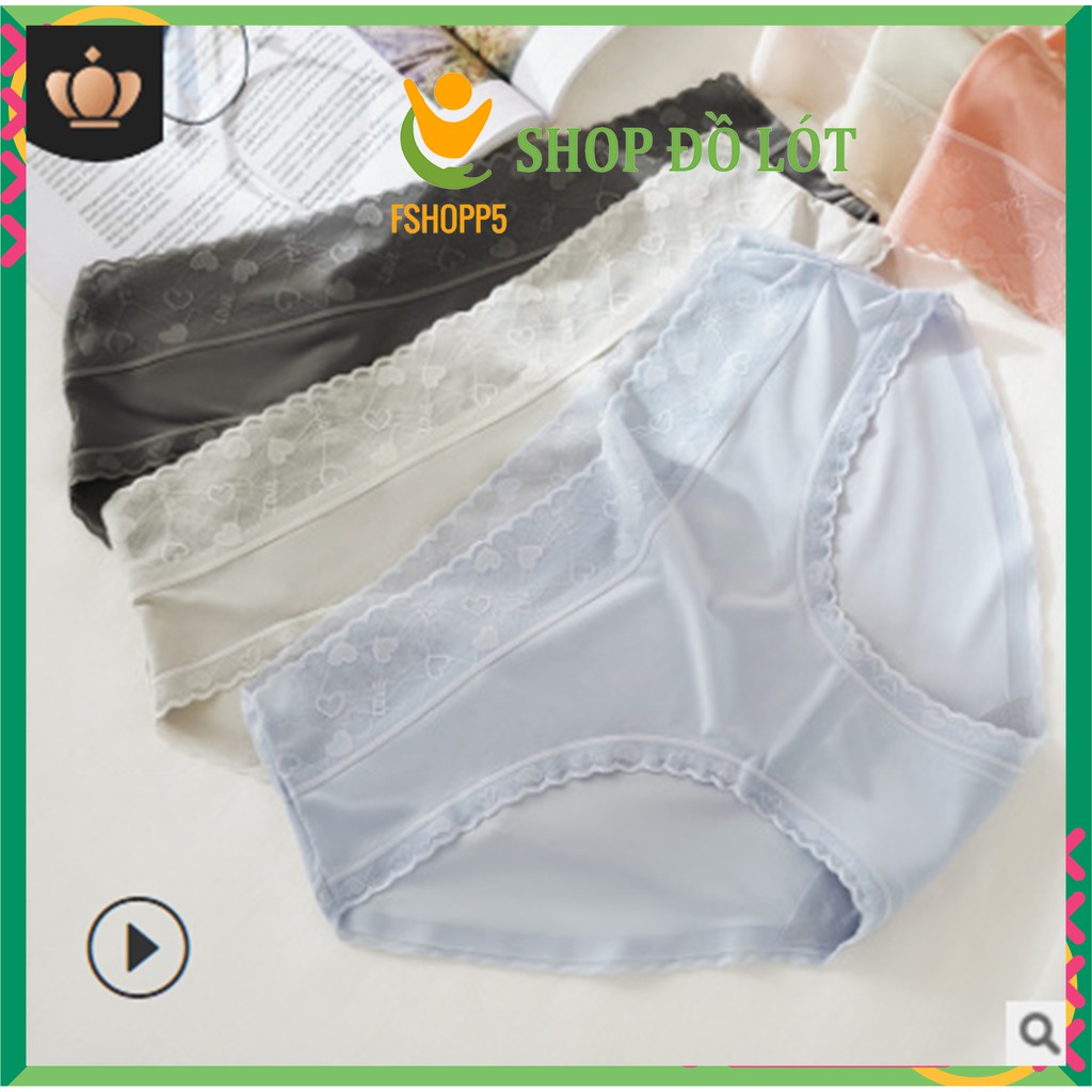quần lót nữ lụa phối ren cạp cao, quần chíp nữ kháng khuẩn FSHOPP5 (Được chọn màu)
