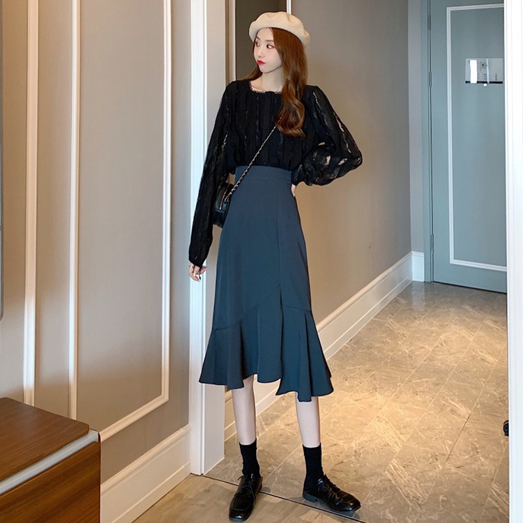 Chân váy IELGY dáng chữ A lưng cao phong cách Hàn Quốc thời trang dành cho nữ