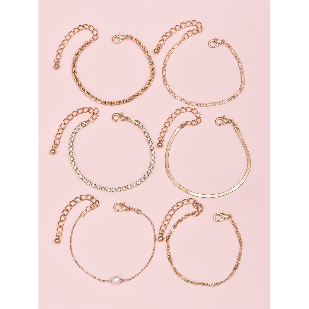 Set 6 Vòng Tay Hợp Kim Thiết Kế Độc Đáo Sang Trọng Thời Trang Cho Nữ