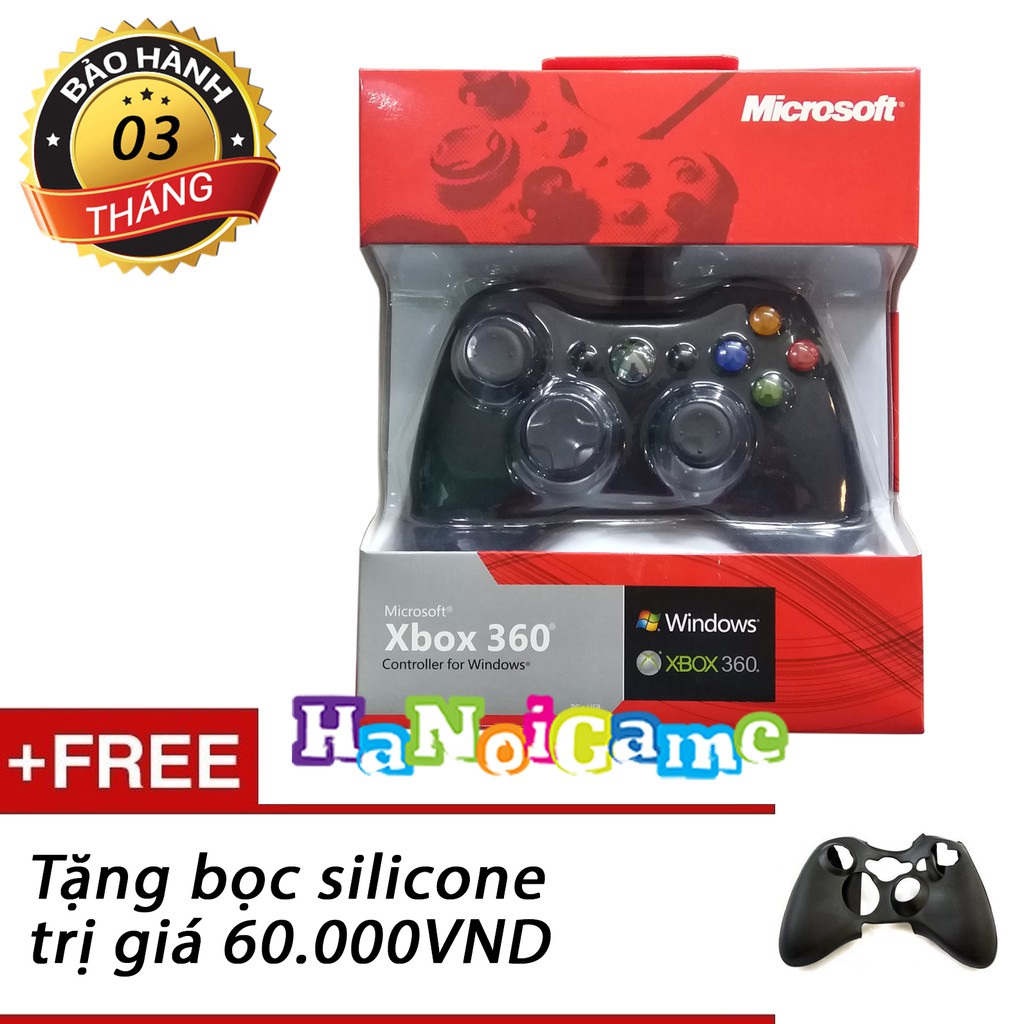 Tay cầm chơi game Xbox 360/PC có dây (Đen)