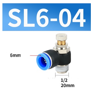 Van tiết lưu chỉnh khí SL6-04 ren 21mm dây hơi phi 6mm