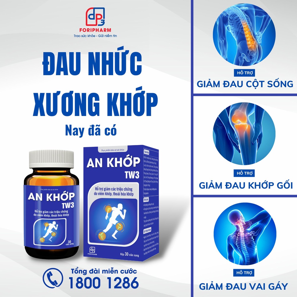 An Khớp TW3 hỗ trợ giảm viêm khớp dạng thấp đau nhức xương khớp thoái hóa khớp Lọ 30 viên