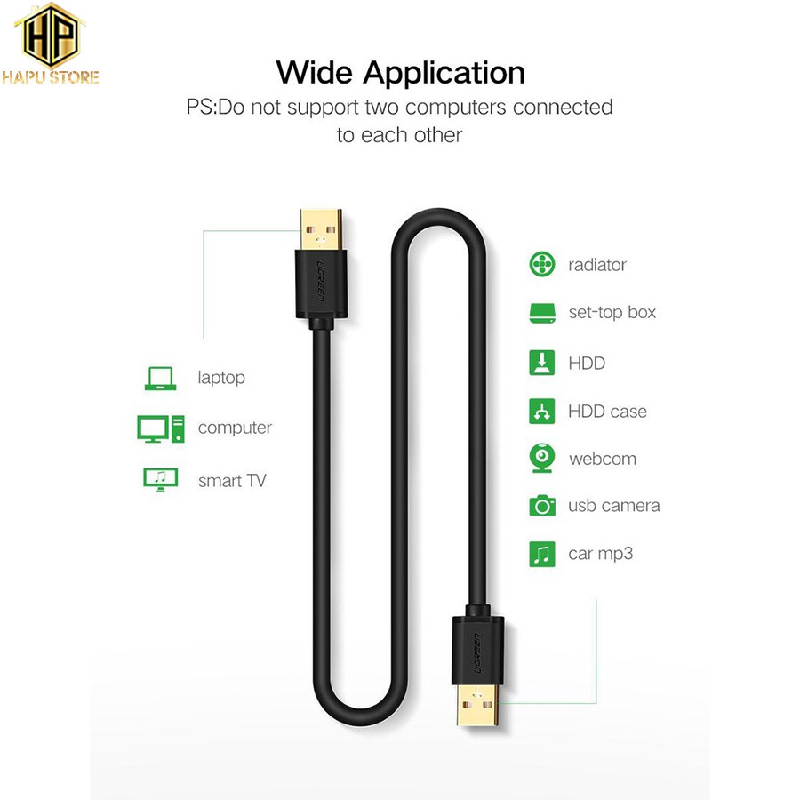 Dây USB 2 đầu đực Ugreen 10310 dài 1.5m - Cáp USB 2.0 chính hãng - Hapustore