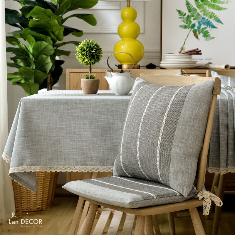 Vỏ gối tựa sofa sợi dệt cao cấp mẫu thêu trái tim xám Landecor - VG264