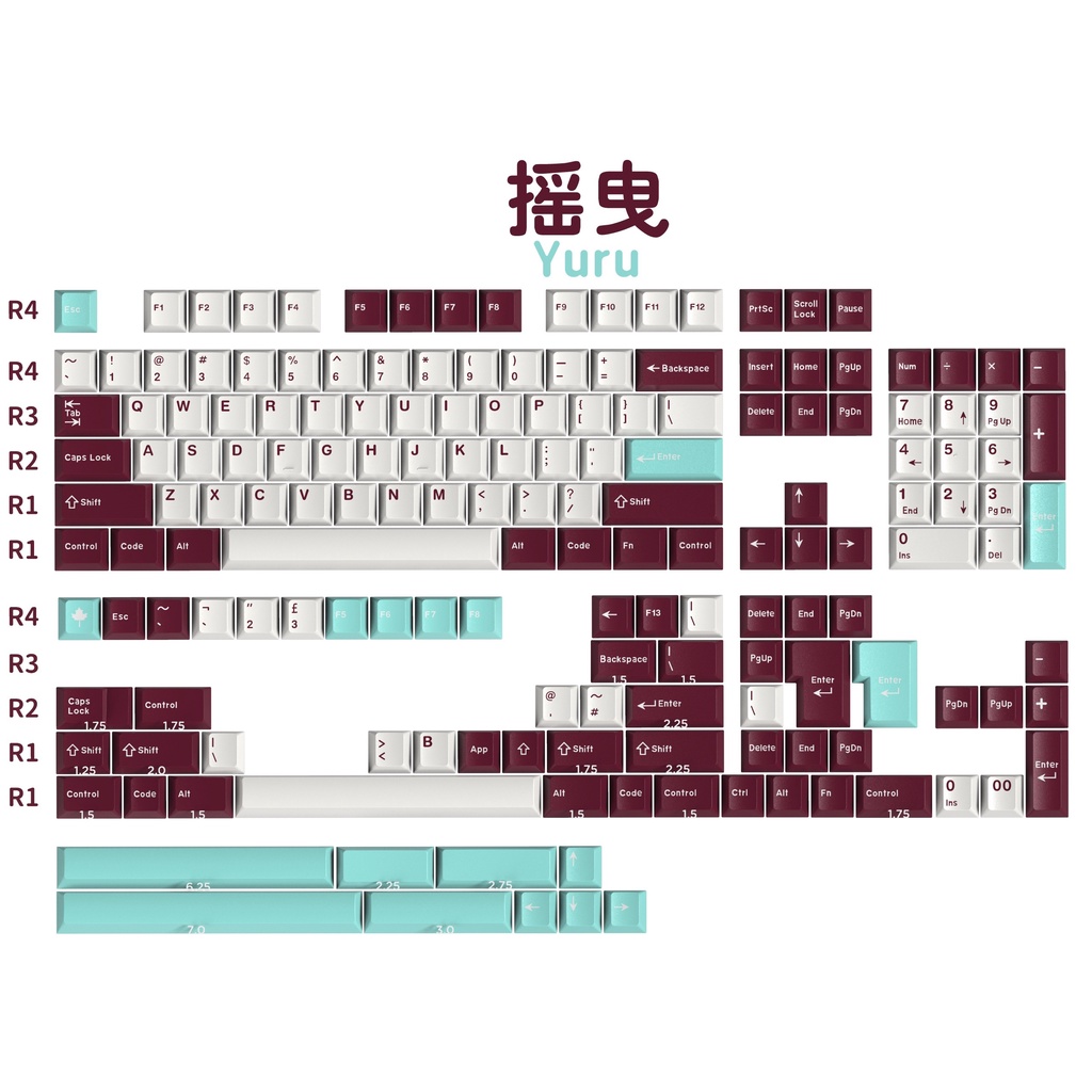 Keycap GMK Yuru clone, nhựa doubleshot, 170 nút bàn phím cơ giá rẻ, cherry profile