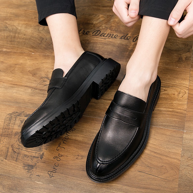 Elegant business style plain leather shoes for men