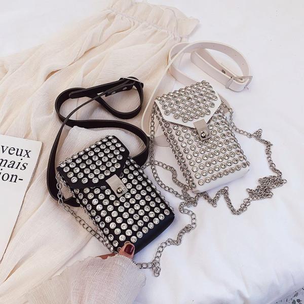 Túi Đeo Chéo Mini Đựng Điện Thoại Đính Đá Thời Trang Mùa Hè Cho Nữ