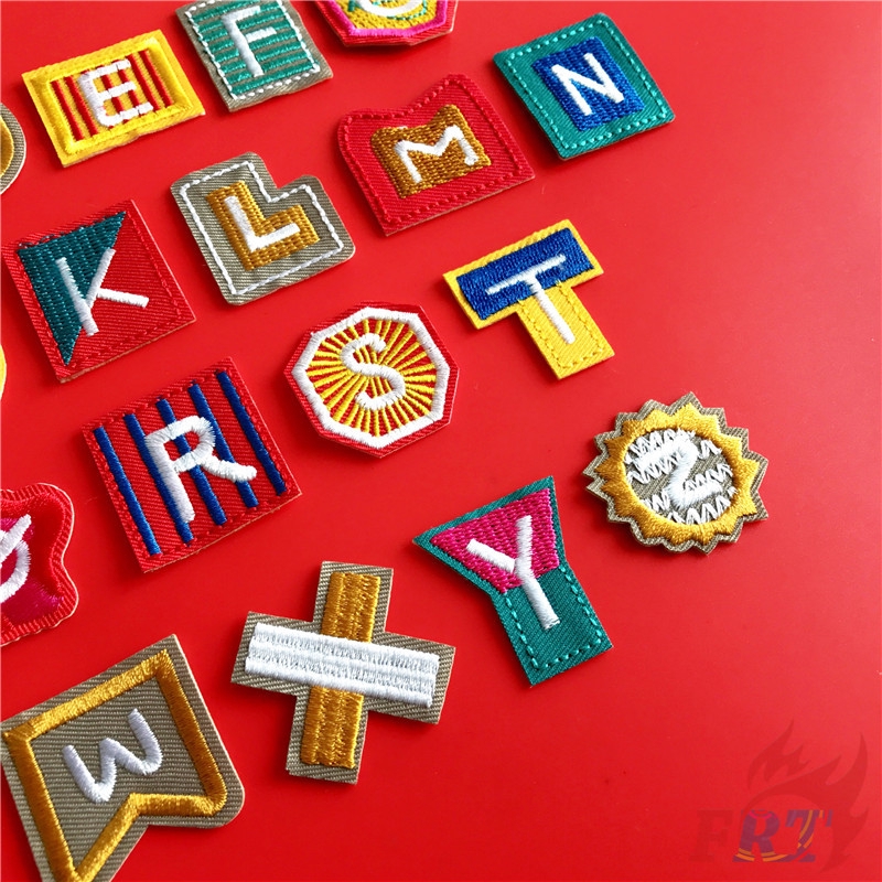 ☸ Geometrical Shape Letters Iron-on Patch ☸ 1Pc Diy Sew on Iron on Badges Patches