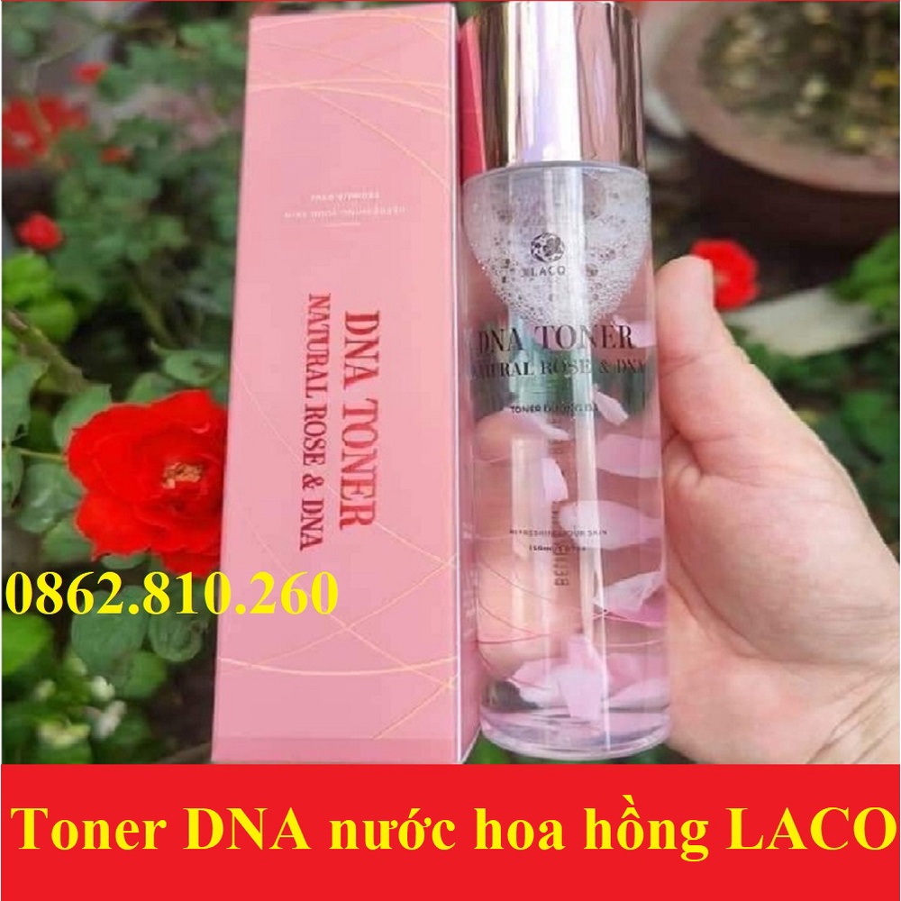 DNA TONER NATURAL ROSE & DNA LACO 150ml nước hoa hồng LACO