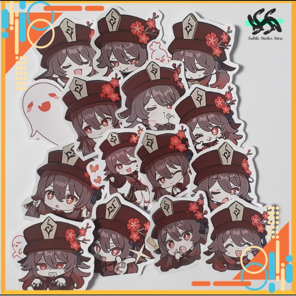 - Set 10/15 Sticker Hutao hình dán chibi trang trí vali, .nhiều chủ đề siêu đẹp