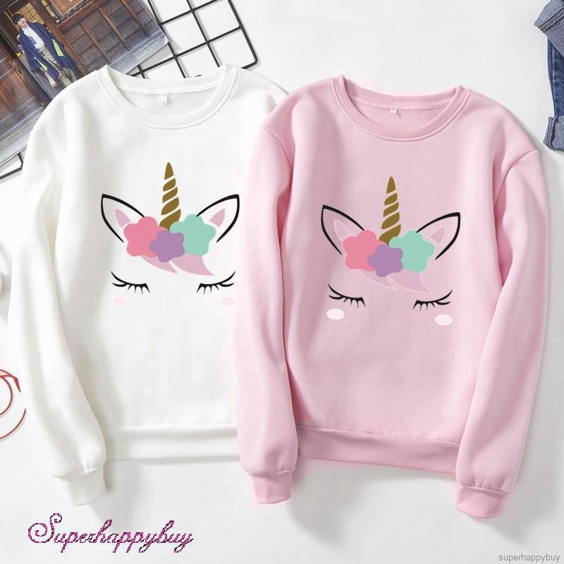 Áo Sweater Nữ Tay Dài In Hình Hoạt Hình Dễ Thương