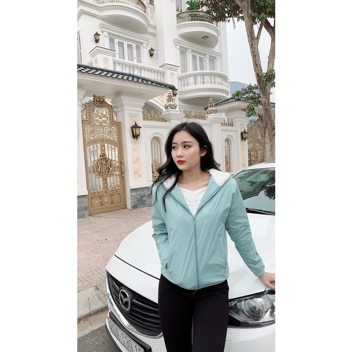 Áo khoác gió  nữ lót lông cừu dáng ôm