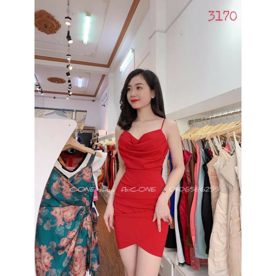[Mã FAMAYWA2 giảm 10K đơn 50K] Đầm Body 2 Dây Cổ Đổ ( Có Mút Ngực ) | BigBuy360 - bigbuy360.vn