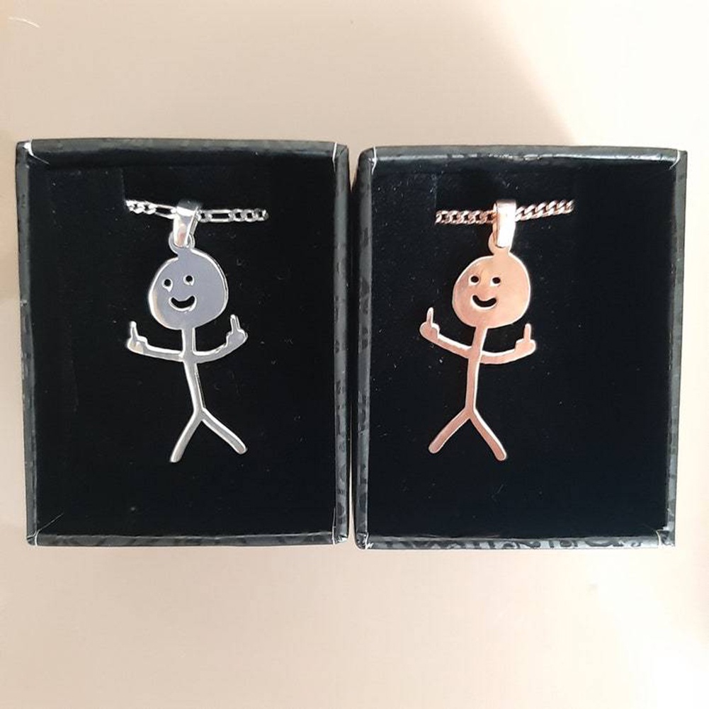 Vòng cổ Nam Bằng Thép Không Gỉ Mặt Người Màu Đen Sáng Tạo