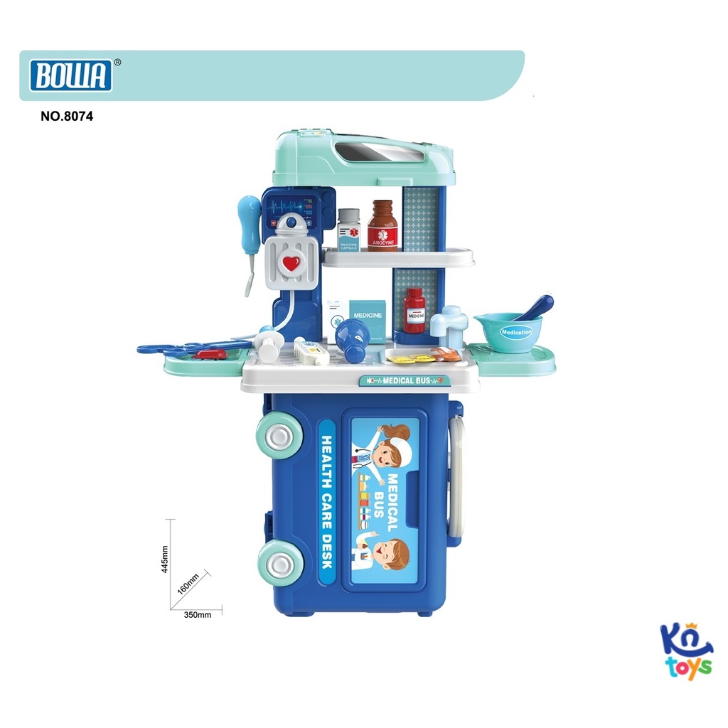 Bộ đồ chơi nhập vai BOWA 8074 – Xe buýt y tế 29 chi tiết