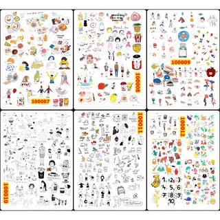 Sticker A4 [MINI STICKER 2] Dạng Lì Trang Trí Bullet Journal Siêu Đẹp (100007-100012)