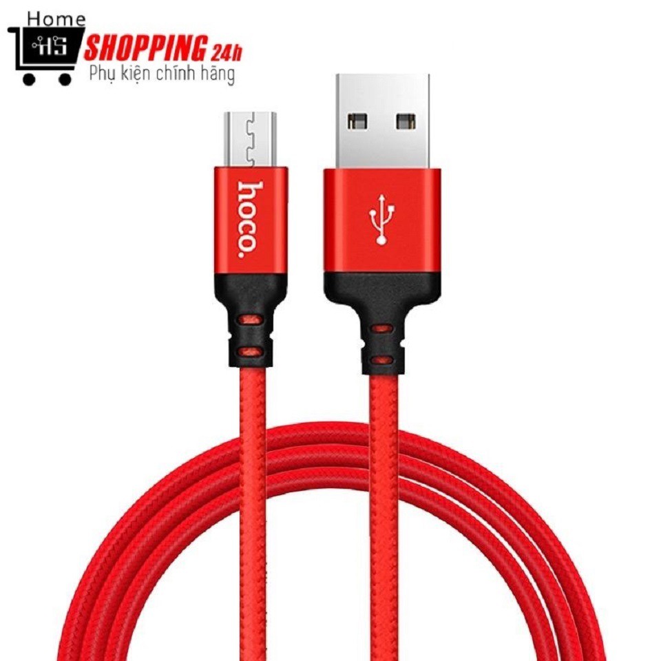 Cáp sạc dây dù Hoco X14 dài 2M - cổng microUSB (Hỗ trợ sạc nhanh) -Chính Hãng