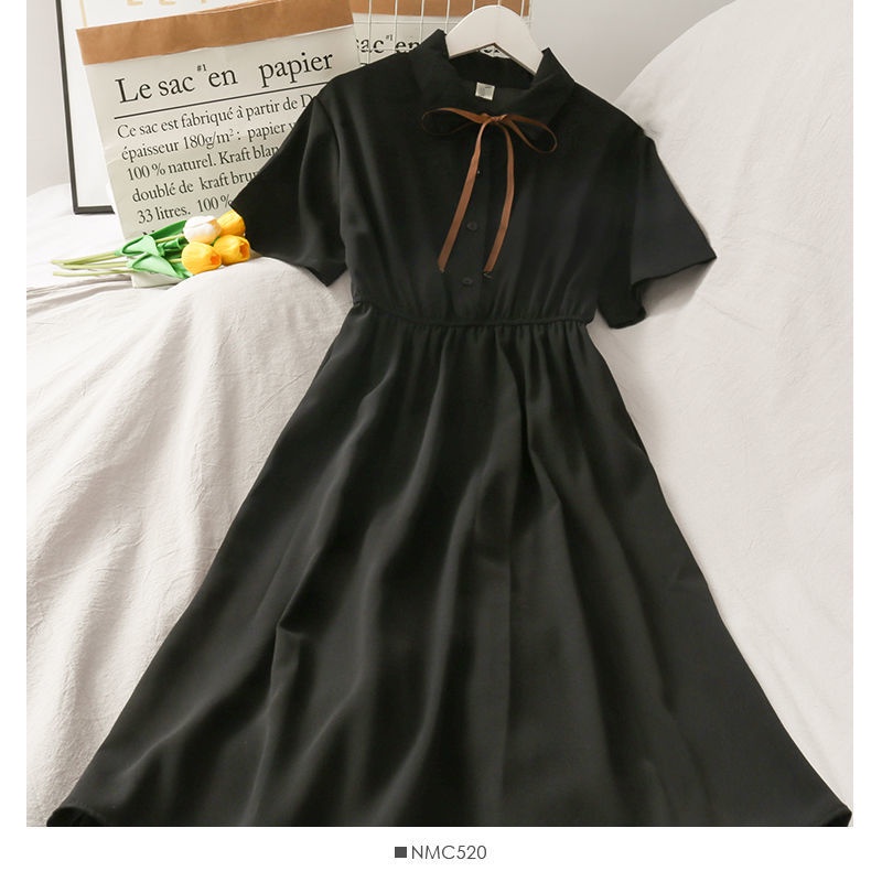 Đầm Chiffon Tay Ngắn Lưng Cao Thắt Dây Phong Cách Hàn Quốc Thời Trang Mùa Hè Mới Cho Nữ