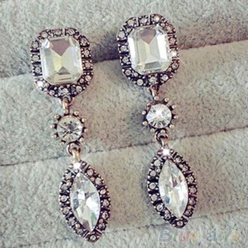 Đôi Bông Tai Dáng Dài Hình Giọt Nước Đính Đá Thời Trang Cho Nữ