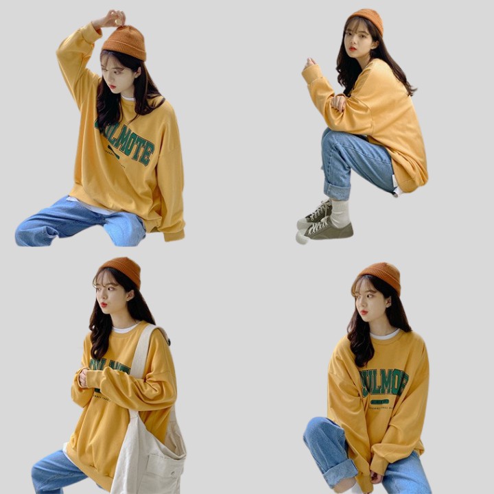 Áo sweater nữ/ Áo nỉ form rộng unisex tay bồng in chữ SAULMOTE chất nỉ ngoại siêu dày full 4 màu RÔ STORE SW16