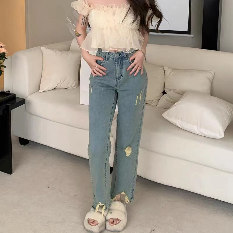 Quần jean SUXI lưng cao màu sắc đơn giản dễ phối đồ cho nữ