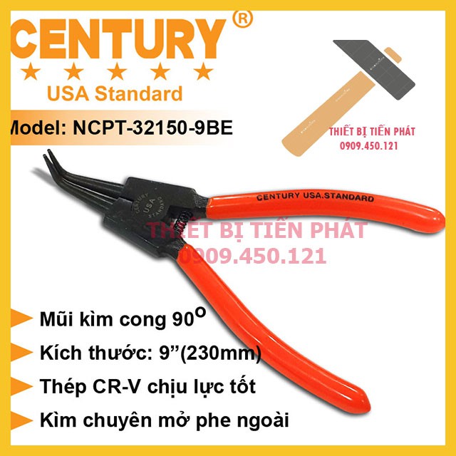 Kềm Mở Phe, Kìm Mở Phe 9" (230mm) Ra Cong Century Mã NCPT-32150-9BE .