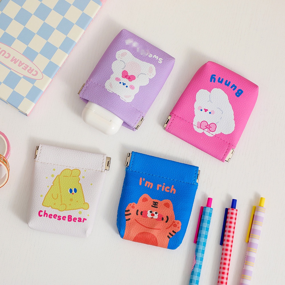 Ví Đựng Tiền Xu Bằng Da PU Hình Thỏ Đáng Yêu