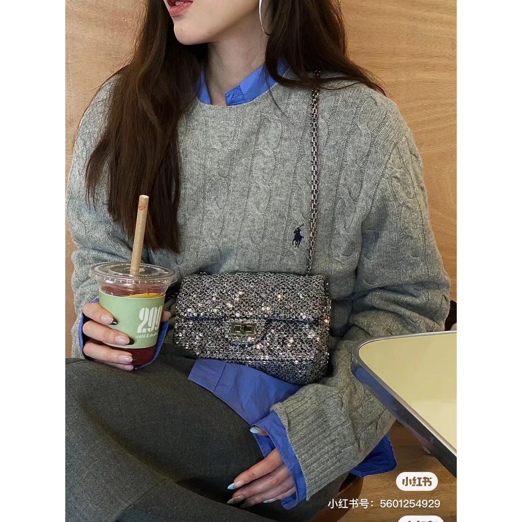 Áo sweater Len Thêu logo Ngựa Nhỏ RALPH LAUREN Dáng Rộng Dễ Phối Đồ Cho Nam Và Nữ