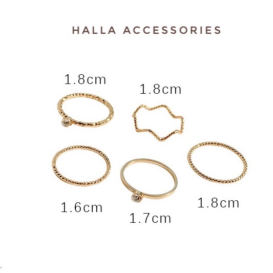 Nhẫn Nữ màu Gold Đính đá sáng đẹp cao cấp HALLA NH109