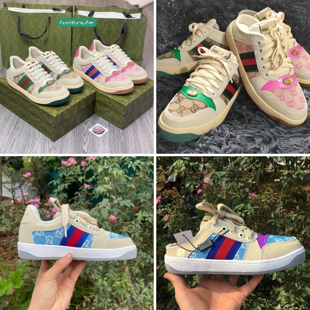 Giày Gucci sơn tùng, Sục Gucci xanh hồng cực chất nam nữ hot trend 2022 full box bill