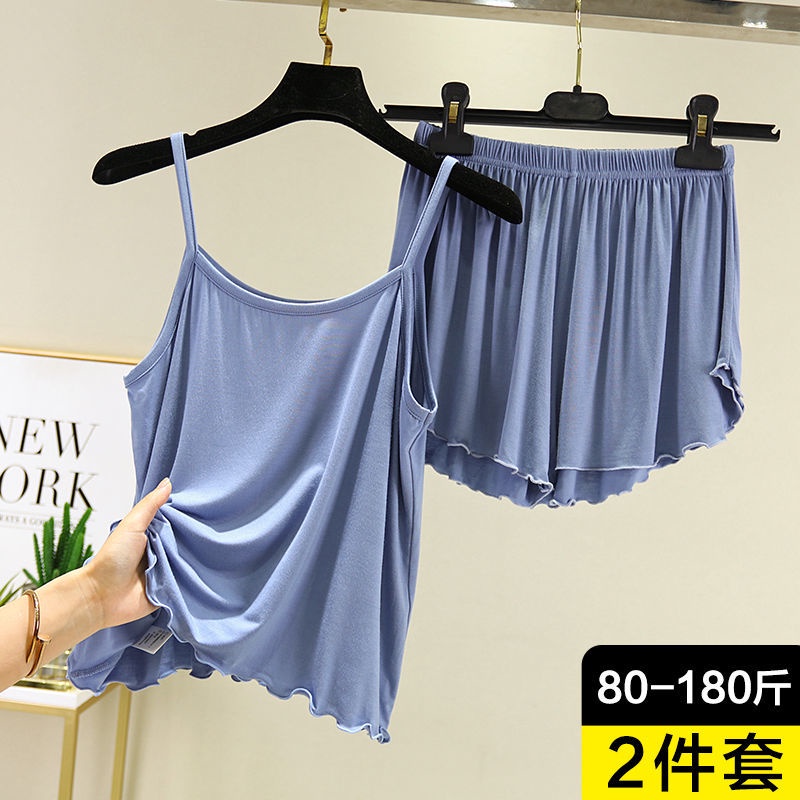 Bộ Đồ Ngủ Hai Mảnh Gồm Áo Hai Dây Và Quần Short Mỏng Thời Trang Mùa Hè Cho Nữ