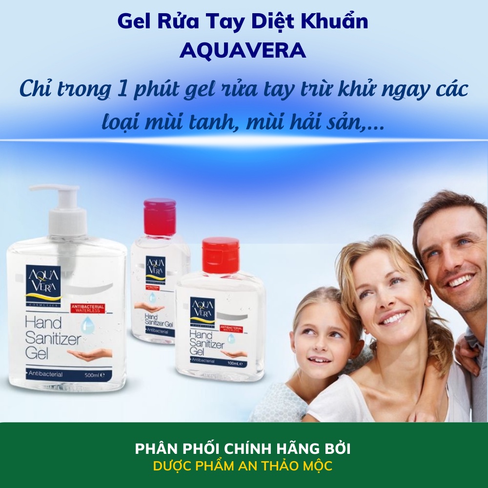 Gel rửa tay diệt khuẩn AQUAVERA làm sạch dưỡng ẩm cho da tay mềm mịn đánh bay mùi tanh ngay lập tức 500ml