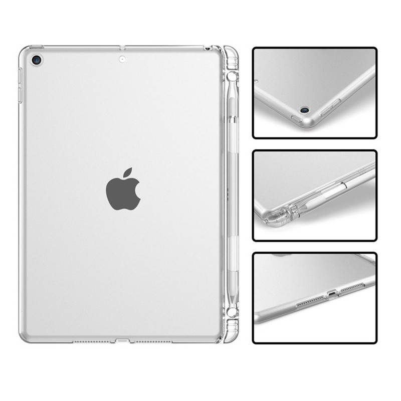 Ốp lưng TPU trong suốt chống sốc 27.94 cmTransparent Cover for New iPad 8th 2020 New Air 4 2020 iPad Pro 11 2021 Pro 12.9 21 20 10.2 2019 Case with Pencil Slot TPU Back Cover for iPad 9.7 Air 2/1 Pro 10.5 Mini 2 3
