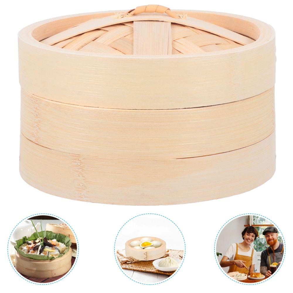 Bộ Nồi Hấp Bằng Tre Có Tay Cầm Và Nắp Đậy Tiện Dụng