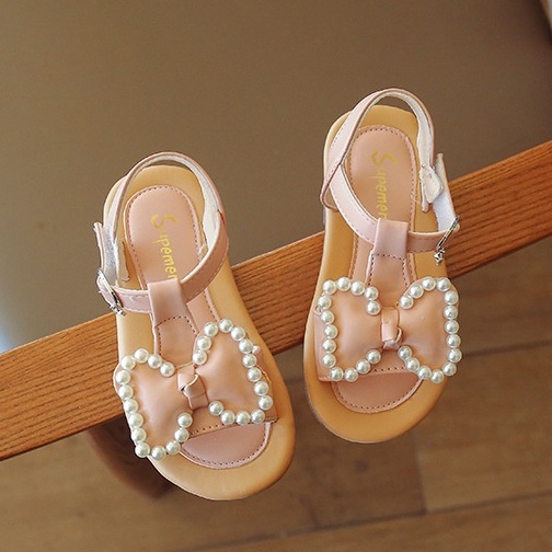 Giày sandal nơ đính hạt bé gái 1 2 3 tuổi MINTSCLOSET Mint's Closet - GD8131