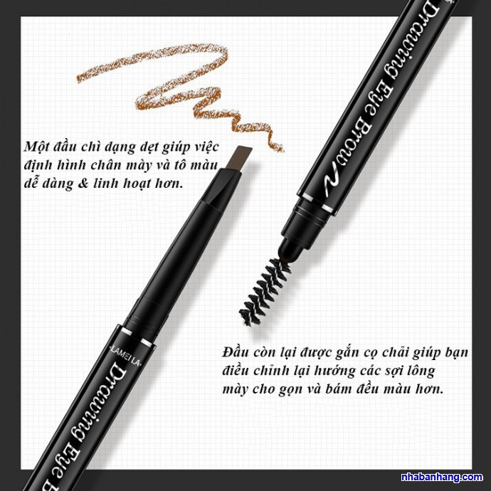 Chì Kẻ Mày 2 Đầu Lameila màu nâu
