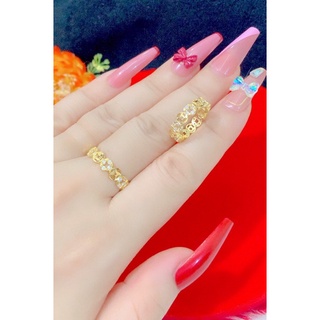 Nhẫn nữ kiểu kim tiền chạm xoàn dát vàng 18 mẫu mới về cực xinh