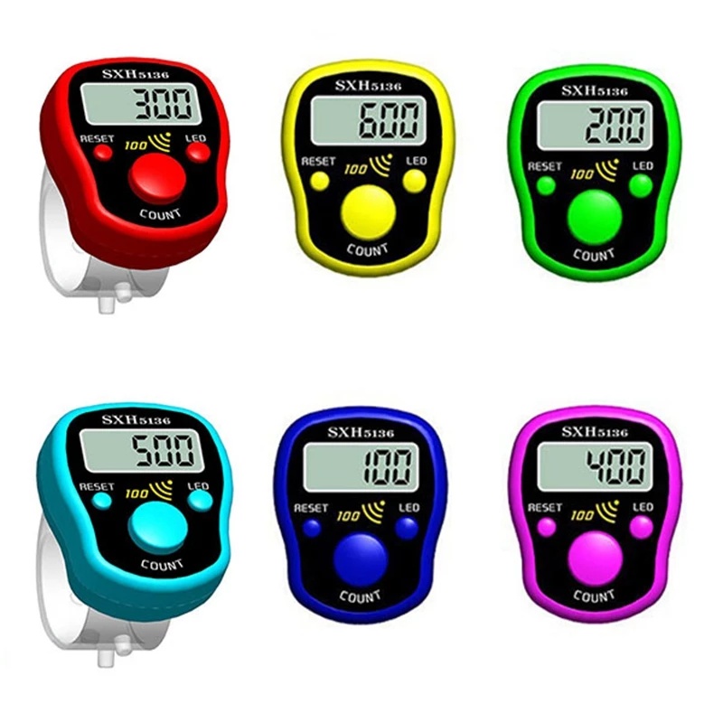 Đồng Hồ Đếm Số Điện Tử Có Đèn LED Phát Sáng Kiểu Phật Giáo Đeo Ngón Tay Mang Theo Tiện Dụng