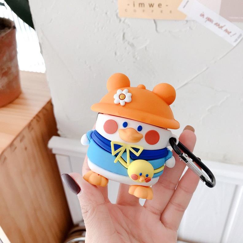 Vỏ bảo vệ đựng tai nghe Airpod 1/Airpod 2/Airpod pro Vịt - Duck  3 mũ Siêu Cute Bằng Sillicone Dẻo  Airpods- Dino Case