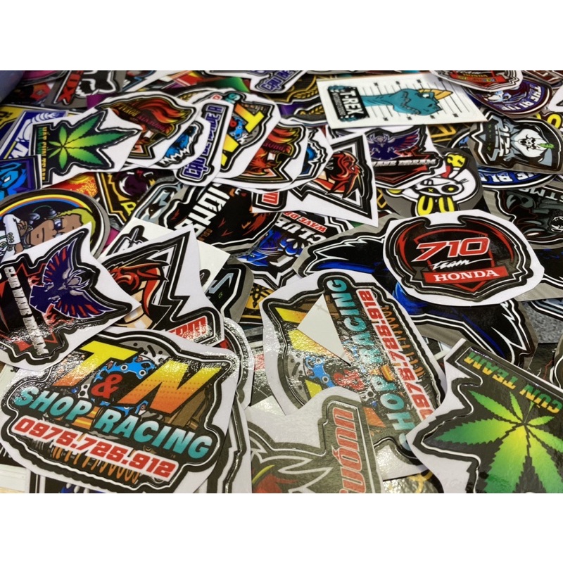 SET 50 LOGO DECAL 3 LỚP TRANG TRÍ XE /STICKER LOGO CHỮ / STICKER HÌNH