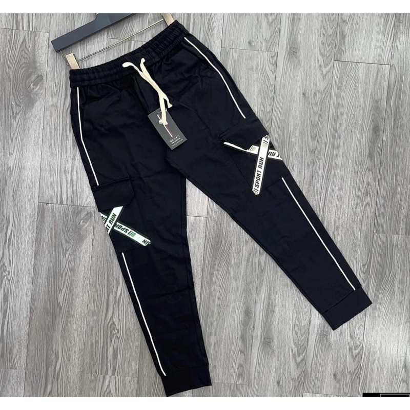 Quần thời trang nam co dãn ống bo có hoạ tiết túi, Quần jogger phong cách hàn quốc btshop từ 45 đến 75 kg