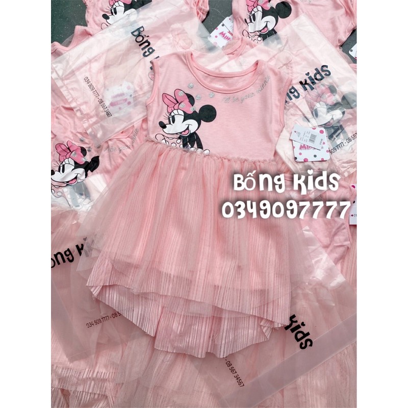 Váy Hè Tutu Bé Gái Minnie Voan Cắt Lớp Hồng DN