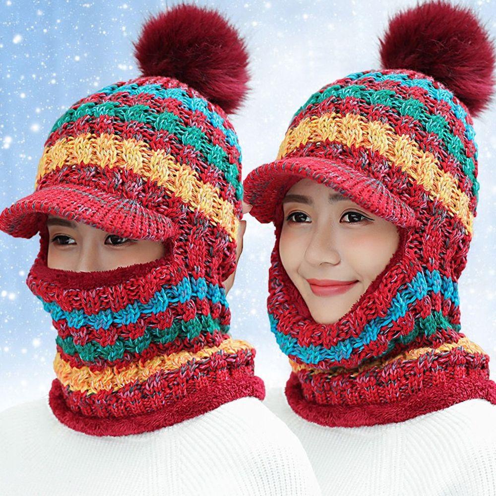 Future Mũ Dệt Kim Dày Dặn Bảo Vệ Tai Kèm Khăn Choàng Cổ Đính Bóng Lông Đầu Lâu Cho Nam