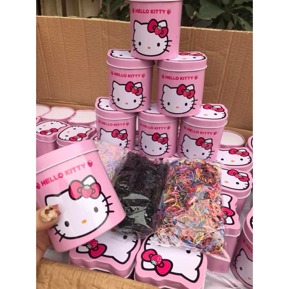 Hộp dây chun buộc tóc hello kitty 2000 dây