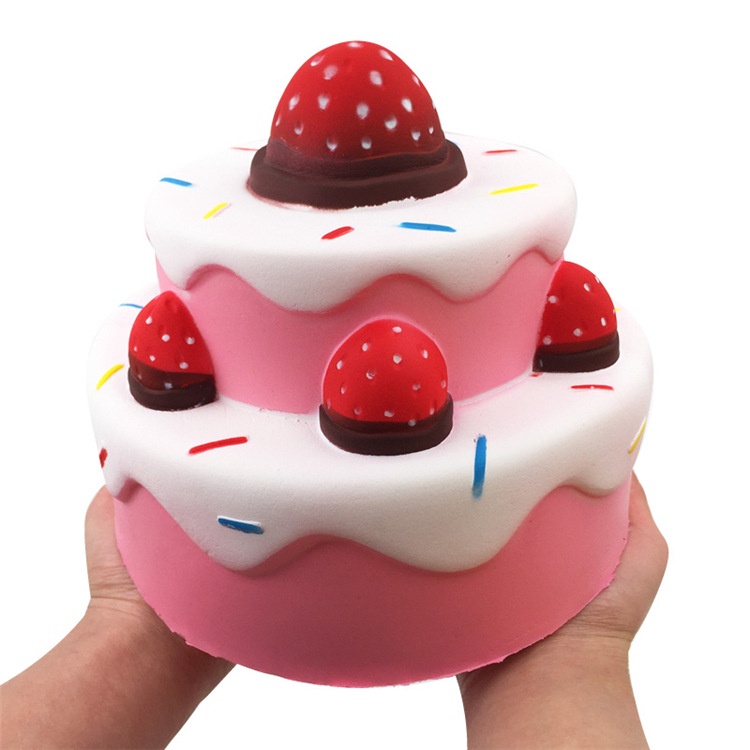 [30CM-ĐẠI KHỔNG LỒ] Squishy Bánh Kem  Dâu 3 Tầng Nhiều Màu Đẹp Đại Khổng Lồ Chính Hãng